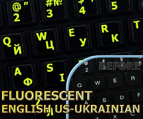 New Glowing Fluorescent English US - Ukranian Keyboard Stickers