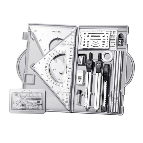 lanema Professional Geometry Set, 18 Pieces Math Compass and Protractor Set, Drawing Stencil Interior Design Tool, Drafting Set for Architects Engineers Students