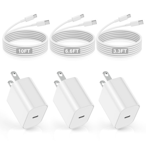 10FT 3-Pack iPhone Fast Charger,?Apple MFi Certified? 20W PD USB C Wall Fast Charger Block Adapter with 10FT/6.6FT/3.3FT USB C to Lightning Cable for iPhone 14 13 12 11 Pro Max XR XS X,iPad,AirPods 10FT 3-Pack iPhone Fast Charger,?Apple MFi Certified? 20W PD USB C Wall Fast Charger Block Adapter with 10FT/6.6FT/3.3FT USB C to Lightning Cable for iPhone 14 13 12 11 Pro Max XR XS X,iPad,AirPods