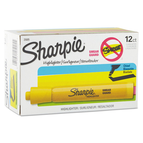 Sharpie 25005 Accent Tank Style Highlighter Chisel Tip Yellow Dozen
