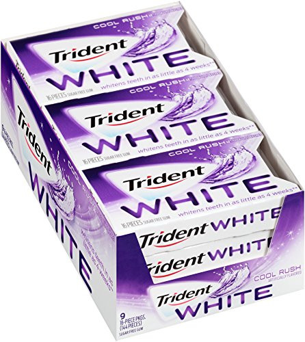 Trident White Sugar Free Gum, Cool Rush, 16-Piece Package (Pack of 9)