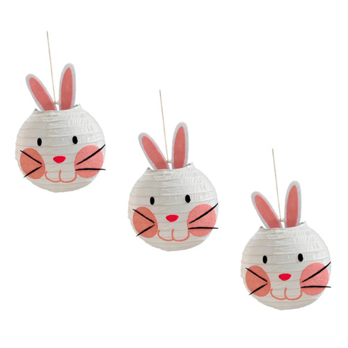 OATIPHO 3pcs Rabbit Paper Lantern Easter Party Decorations Easter Bunny Ornaments Easter Party Favors Scene Lantern Easter Bunny Lanterns Easter Lantern Decorative Lantern Rings 3D Outdoor
