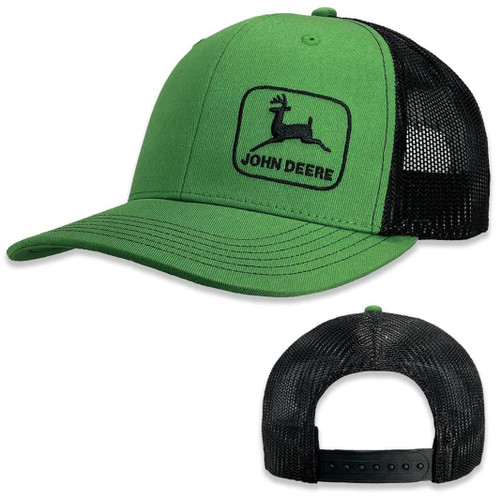 John Deere Green Black Mesh Moline 112 Fit Cap Embroidered Vintage Side Logo Hat