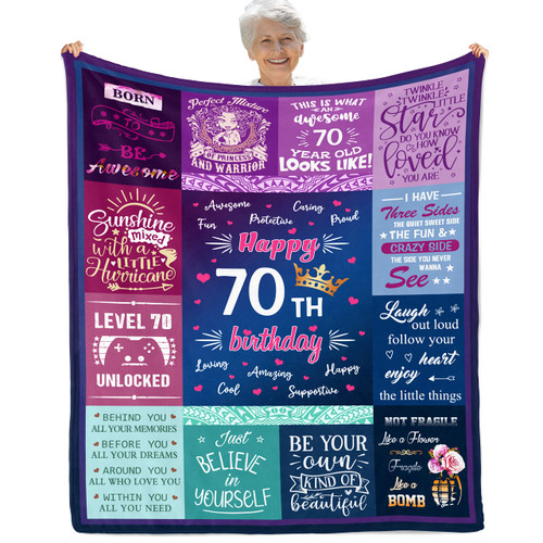 70th Birthday Gifts For Women, 70th Birthday Gifts 50"x60" Throw Blanket, 70 Birthday Gifts Women, Gift For 70 Year Old Woman, 70 Year Old Birthday Gifts For Women, 70th Birthday Decorations For Women