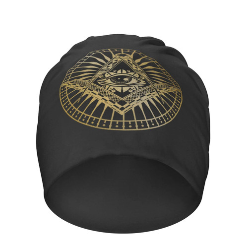 All Seeing Mystic Eye in Masonic Compass Beanie Hat Men Winter Hat Women Knit Hat Slouchy Skull Cap Hedging Hat Black