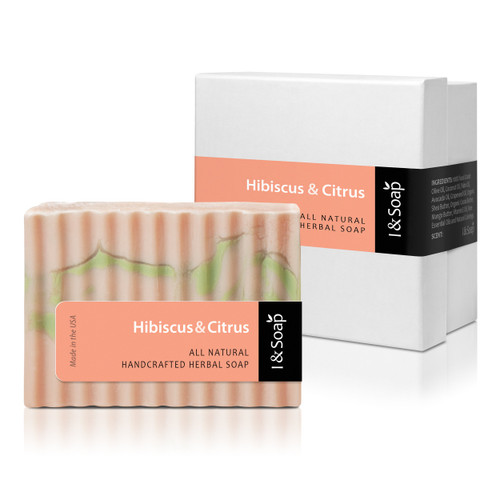 I & SOAP, 100% Natural & Organic Materials. Handcrafted Herbal Soap. Gentle and Effective Facial, Hand and Body Cleansing Soap. (Hibiscus & Citrus Soap)