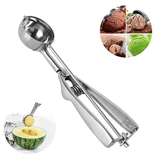 Restlandee Cookie Scoop, Stainless Steel Ice Cream Cupcake, Ice cream Scoop for Baking, Dough Scoop, Ice Cream Scoop with Trigger, Dough Scooper Baller Fruit Melon Scoop, Use as a Meat Baller, Silver
