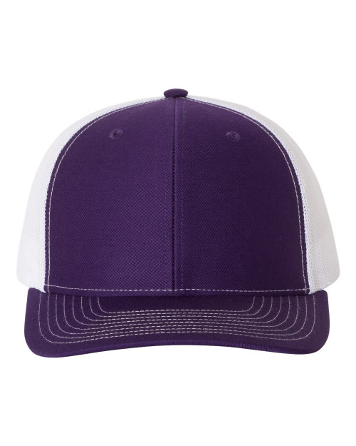 RICHARDSON 112 Mesh Back Trucker Cap Snapback Hat, Purple/White