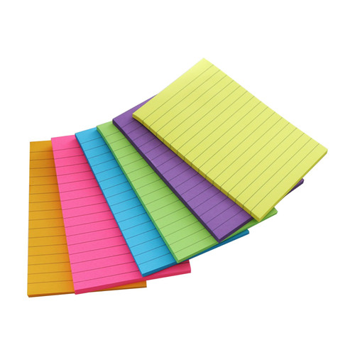 6Pcs Sticky Notes Pads 4x6 Colored Sticky Notes Wide Lined Pocket Memo Pads Self-ashesive Writing Pad 50 Sheets/Pad Sticky Notes with Lines Sticky Notes for Books Cute Sticky Notes 3x3 Sticky Notes