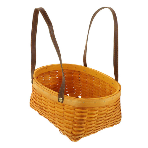 IWOWHERO Bamboo Picnic Basket Fruits Basket Picnic Basket for Kids Basket Woven Portable Hamper Basket for Snacks Basket for Fruit Woven Baskets Bamboo Weaving Child Shopping Basket Manual