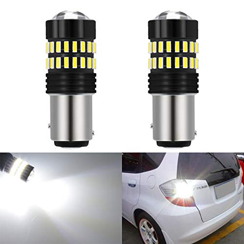KaTur 2 X 1200 Lumens Super Bright 1157 BAY15D 2057 2357 7528 LED Bulbs 4014 48-EX Chipsets with Projector for Back Up Reverse Lights DRL Turn Signal Lights Tail Brake Lights, Xenon White 9-30V