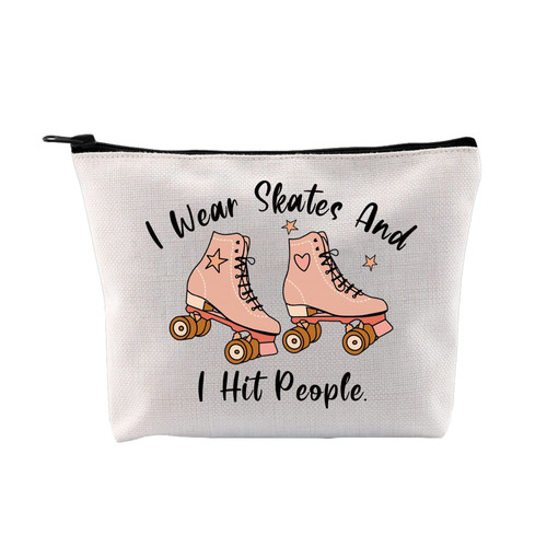 G2TUP Roller Skating Cosmetic Cag Roller Skater Makeup Bag Skate Lover Gift I Wear Skates And I Hit People (I Wear Skates)