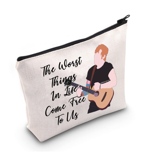 LEVLO Pop Music Lovers Gifts The Worst Things In Life Come Free To Us Makeup Bags Guitar Lovers Travel Case(The Worst Things)