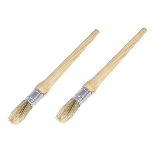STOBOK 2 Pcs Round Paint Brush Furniture Painting Brush Stencil Watercolor Paint Brushes Wooden Stencil Furniture Wax Brush Watercolor Painting Brushes Roller Wooden Brush Bristles Major