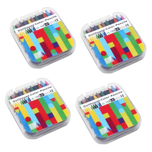 TEHAUX 4 Boxes Mini Colored Crayons Mini Crayons Colorful Decor Mini Decor miniture Decoration Mini Houses Color Crayons Mini House Layout Props Tiny Crayons Miniature Plastic Accessories