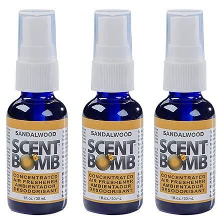 Scent Bomb 100% Concentrated Air Freshener Car/Home Spray [Choose The Scent] (Sandalwood, 3 Bottles)