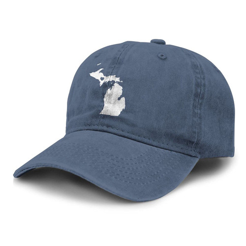 Unisex Adult Vintage Adjustable Baseball Cap Denim Hat Love Michigan State Map New Trucker Hats Washed