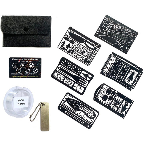 KOKKOYA 8Pcs Survival Cards Multi-Functional Tool Card Emergency Camping Tool EDC Kit in Your Walletcard with Fishhook Fishing Line,Survival Guide Multitool Camping Gear for Outdoor Hiking Hunting