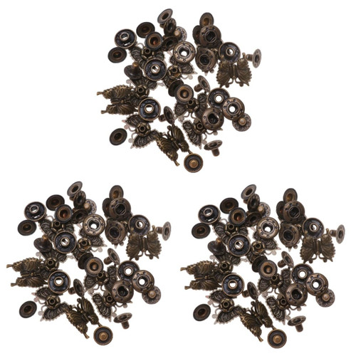 TEHAUX 30 Sets Cartoon Craft Buttons Press Stud Kit Ornament Kits Snap Buttons for Leather Metal Button Press Studs Fastener Snap Press Studs No Sew Sewing Purse Button Deer Brass