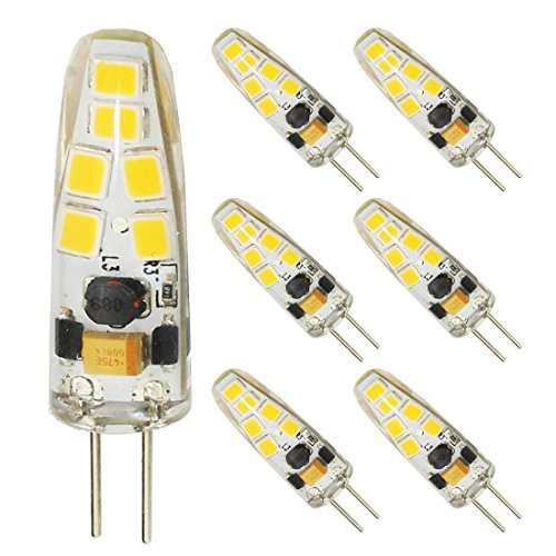 Dimmable LED G4 Bulb Mini Bi-pin Base Light Bulb AC DC 12V 10-20V 3Watt Daylight White 6000K-6500K jc Type T3 20W G4 Halogen Bulb Replacement?6-Pack)