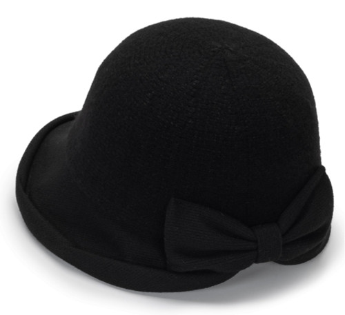 Women Vintage Cloche Church-Hat - 1920s Crushable Winter Wool Felt Bowler Bucket Hat Black Women Vintage Cloche Church-Hat - 1920s Crushable Winter Wool Felt Bowler Bucket Hat Black