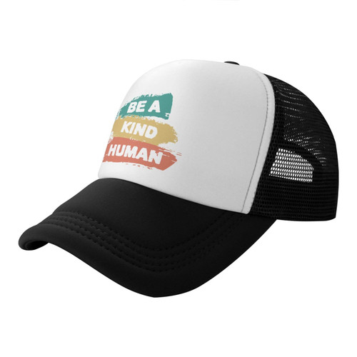 VHALGVNBC Be-A-Kind Human-Be-Kind- Kindness Mens Womens Mesh Hats Teens Baseball Cap Adjustable Trucker Hat for Outdoor One Size
