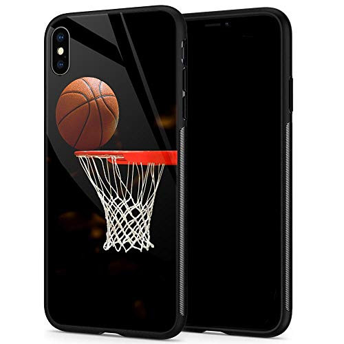 iPhone XR Case,9H Tempered Glass iPhone XR Cases for Men Boys,Funny Basketball Pattern Design Printing Shockproof Anti-Scratch Case for Apple iPhone XR 6.1 inch Basketball