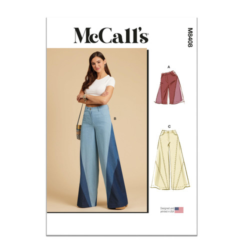 McCall's Misses' Patchwork Shorts and Pants Sewing Pattern Kit, Design Code M8408, Sizes 6-8-10-12-14, Multicolor