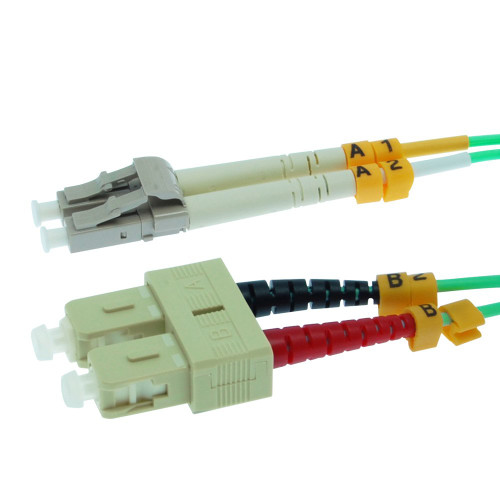 ACCL 1m LC/UPC-SC/UPC OM3 Multimode Duplex Aqua Fiber Optic Patch Cable, 1 Pack
