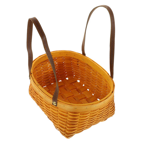 EXQUIMEUBLE Bamboo Picnic Basket Kids Hamper Woven Hamper Strawberry Baskets Chicken Egg Basket Baskets for Decor Kids Basket Handheld Woven Basket Storage Bamboo Weaving Shopping Basket Child