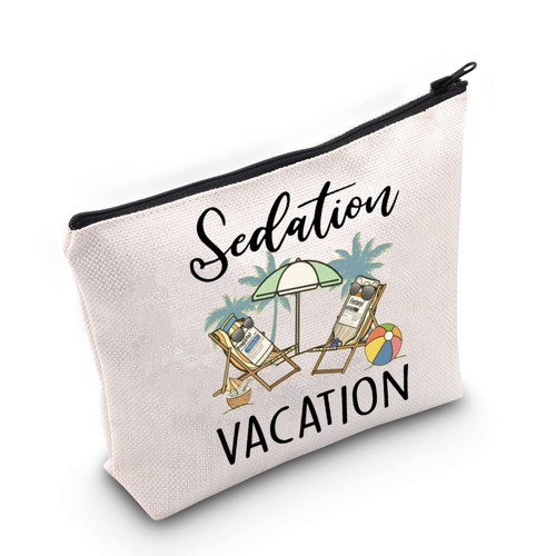 TOBGB Funny ICU Nurse Bag Critical Care Nurse Gift Nurse Humor Gift Emergency Nurse Makeup Bag Emergency Room Gift (Sedation Vacation)