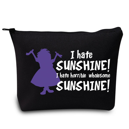 LEVLO Madam Mim Cosmetic Bag Sword Stone Movie Fans Gift I Hate Sunshine I Hate Horrible Whole Some Sunshine Makeup Zipper Pouch Bag For Women Girls (I Hate Sunshine Black)