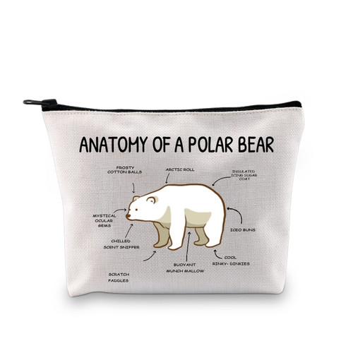 XYANFA Polar Bear Cosmetic Bag Polar Bear Lover Gift North Pole Gifts Anatomy Of A Polar Bear (ANATOMY OF A POLAR BEAR) XYANFA Polar Bear Cosmetic Bag Polar Bear Lover Gift North Pole Gifts Anatomy Of A Polar Bear (ANATOMY OF A POLAR BEAR)