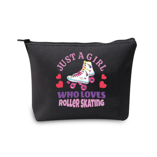 CMNIM Roller Skating Gifts for Girls Just a Girl Who Loves Roller Skating Cosmetic Makeup Bag Gifts for Roller Skaters Girls (Roller Skating black)