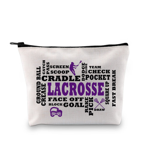 XYANFA Lacrosse Girl Makeup Bag Lacrosse Player Gift Lacrosse Coach Cosmetic Bag Gift For Lacrosse Player (Lacrosse Makeup Bag)