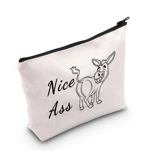MNIGIU Funny Donkey Gift Donkey Lover Gift Donkey Cosmetic Bag Funny Farm Animal Bag Nice Ass Makeup Bag With Zipper