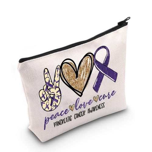 LEVLO Pancreatic Cancer Awareness Cosmetic Make Up Bag Pancreatic Cancer Gift Pancreatic Cancer Awareness Ribbon Make Up Zipper Pouch Bag For PCA Survivor (Pancreatic Cancer Awareness) LEVLO Pancreatic Cancer Awareness Cosmetic Make Up Bag Pancreatic Cancer Gift Pancreatic Cancer Awareness Ribbon Make Up Zipper Pouch Bag For PCA Survivor (Pancreatic Cancer Awareness)