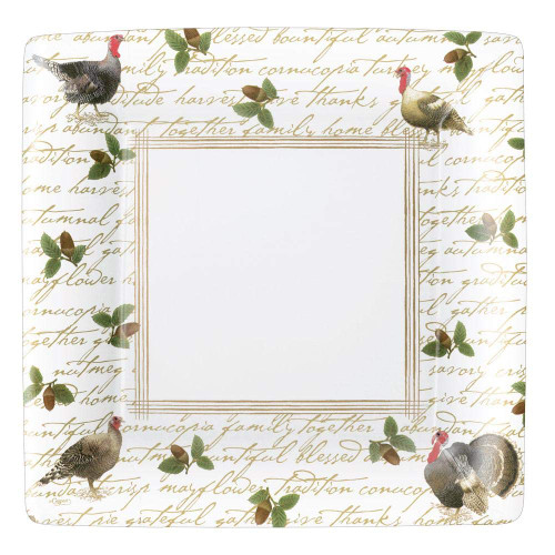 Caspari Founders' Thanksgiving Disposable Paper Dinner Plates - 8 Per Package