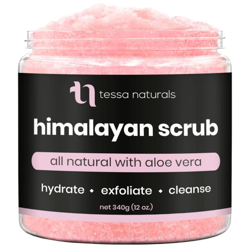 Himalayan Salt Scrub Body Exfoliator with Aloe Vera | All Natural Pink Himalayan Body Scrub & Moisturizer for Women & Men | Exfoliating Body Scrub Removes Blackheads, Acne & Dead Skin (Pack of 1)