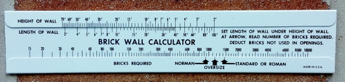 Brick Wall Sliderule Calculator Estimator