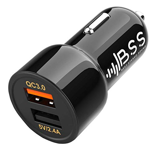 Fast Car Charger USB 24W | Dual Ports Adapter for iPhone Xs | Xs Max | XR | X | 8 | 8+ | 7 | 7+ | 6 | 6+ and Samsung Galaxy S10 | S10+ | S9 | S9+ | S8 | S8+