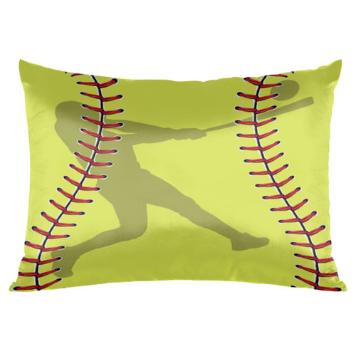 Satin Pillowcase for Hair and Skin Standard Size, Yellow Baseball Sport Softball Silk Pillowcase Satin Pillow Cases with Envelope Closure Soft Cooling Pillow Covers Gift for Women Men, 20x26in