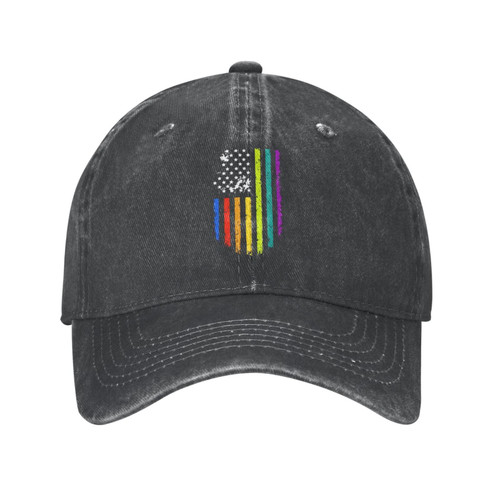 JOOCAR Love is Love Baseball Hat Pride US Flag Rainbow Hat Adjustable Gay Lesbian Pride LGBT Baseball Cap Denim Hat for Men Women