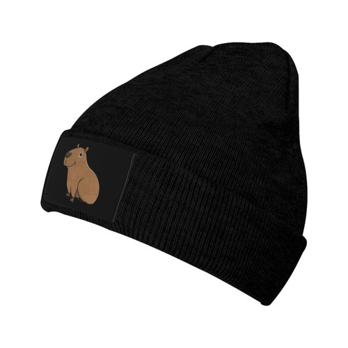 Cute-Capybara-Animal-Funny Gifts Black Beanie Hat for Men Women Winter Warm Hats Knit Slouchy Stocking Hats Skull Cap