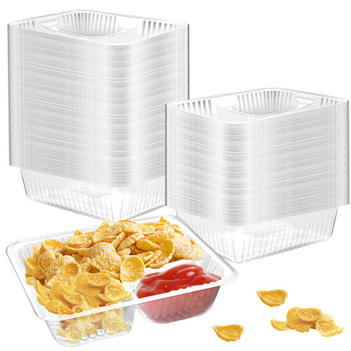 TKOnline 200 Pack 12oz Plastic Nacho Trays, Small Disposable Tray 6x5 Inches Clear Nacho Containers for Chip and Dip Clear Snack Trays for Concession Stands Movie Night Carnival Party Supplies
