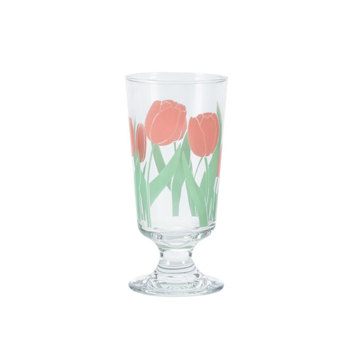 Koythin Coffee Glass Cup, Cute Goblet Mug, 10oz Highball Drinking Glasses, Kitchen Glassware for Iced Coffee, Water, Beer, Juice, Cocktail, Whiskey (Tulip)