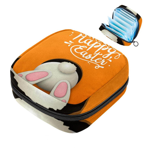 Makeup Bag Easter Rabbit Orange Cosmetic Bag Makeup Pouch Travel Toiletry Bag Organizer Storage Bag for Women Girls
