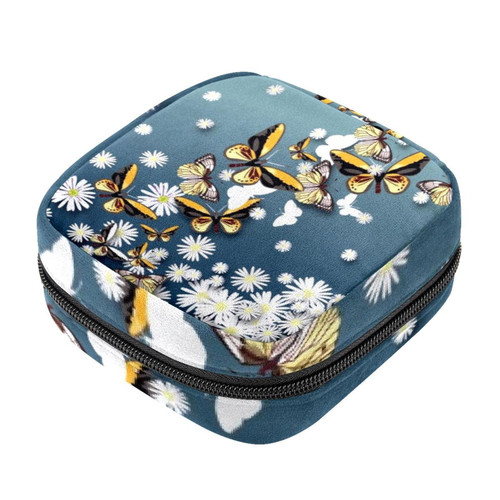 Makeup Bag Butterfly and Daisy Cosmetic Bag Makeup Pouch Travel Toiletry Bag Organizer Storage Bag for Women Girls