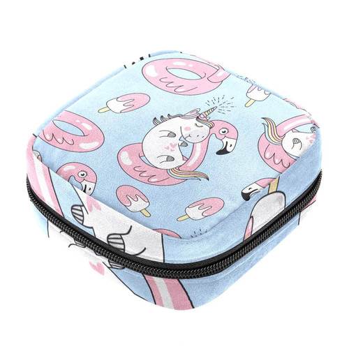 Makeup Bag Unicorn with Flamingos Cute Cosmetic Bag Makeup Pouch Travel Toiletry Bag Organizer Storage Bag for Women Girls