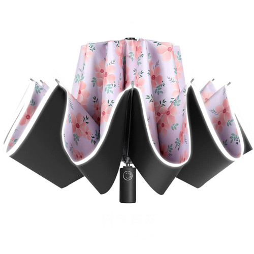 LUXFORT Inverted Umbrella Automatic Open and Close, Windproof Umbrella 10 RIBS, Reverse Umbrella with Reflective Stripe, Teflon Umbrella for Rain and Sun, (ZS02531)